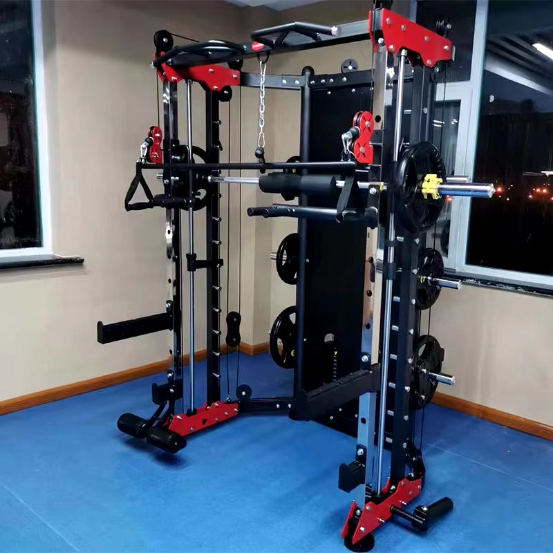 Workout Equipments Multi-Functional Squat Rack with 100Kg Counterweight Gym Equipment Multi-Functional Smith Machine
