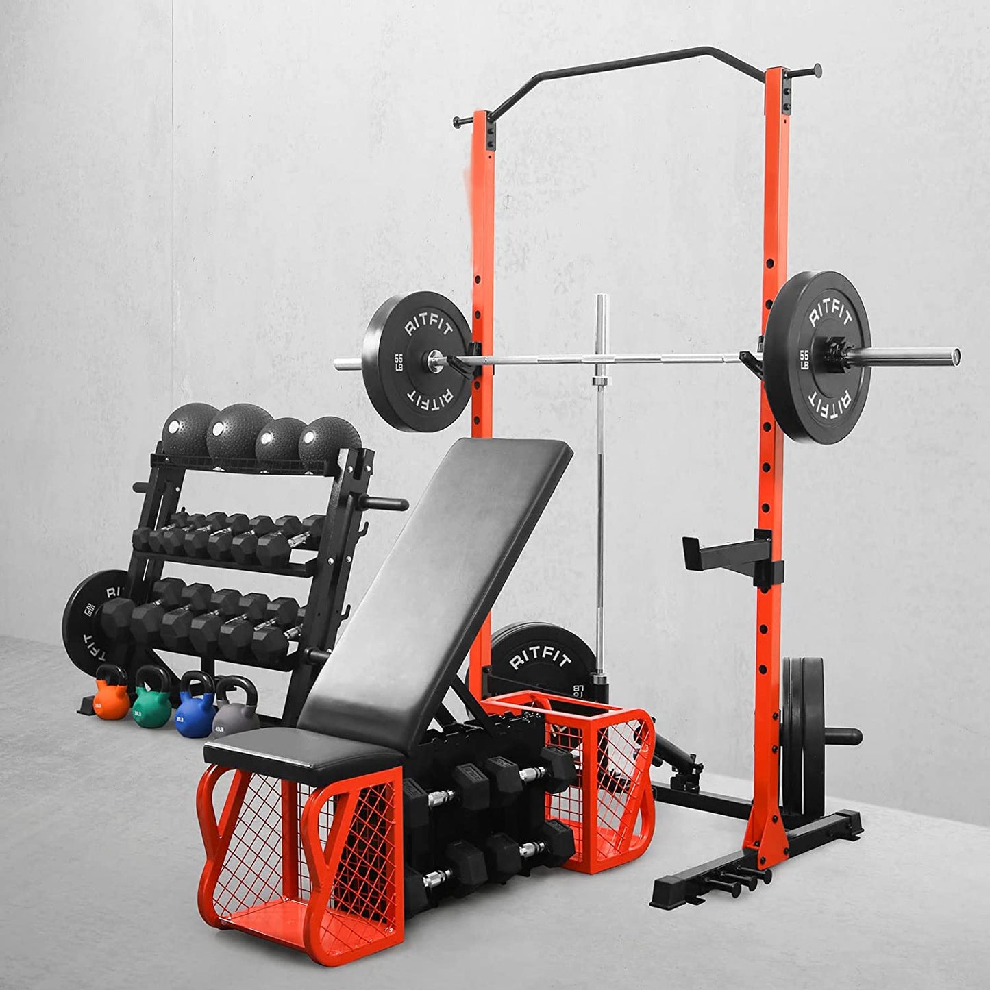 U-210 Squat Rack Stands with Pull up Bar, 1000LBS Capacity Multi-Function Power Rack with Spotter Arms and Landmine for Home Workout (Basic)