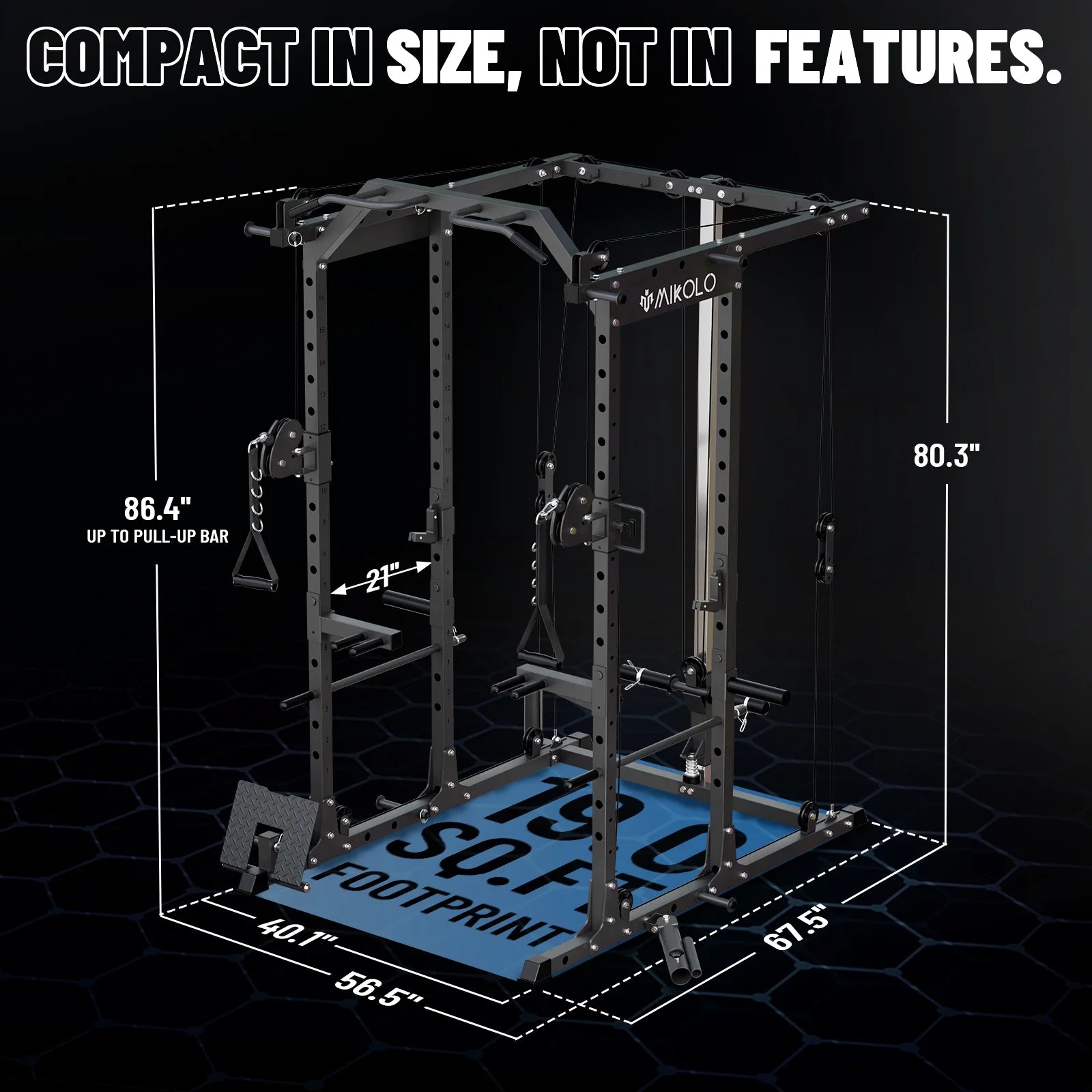 Power Rack Cage, Weight Rack with Cable Crossover Machine,Multi-Function Squat Rack with J Hooks,Dip Bars and Landmine for Home Gym (Black)