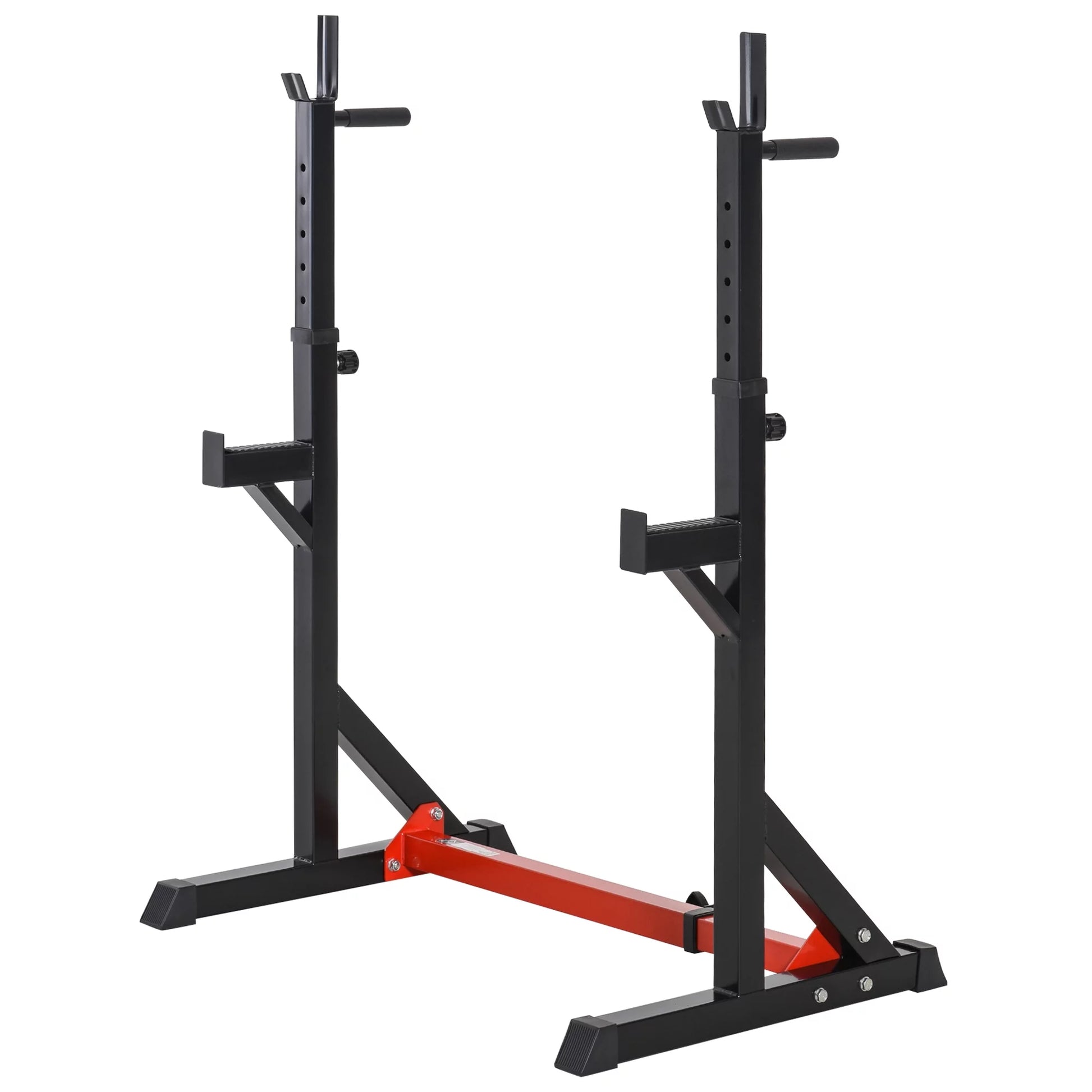 Pair of Height & Base Adjustable Steel Standing Barbell Holder Home Gym