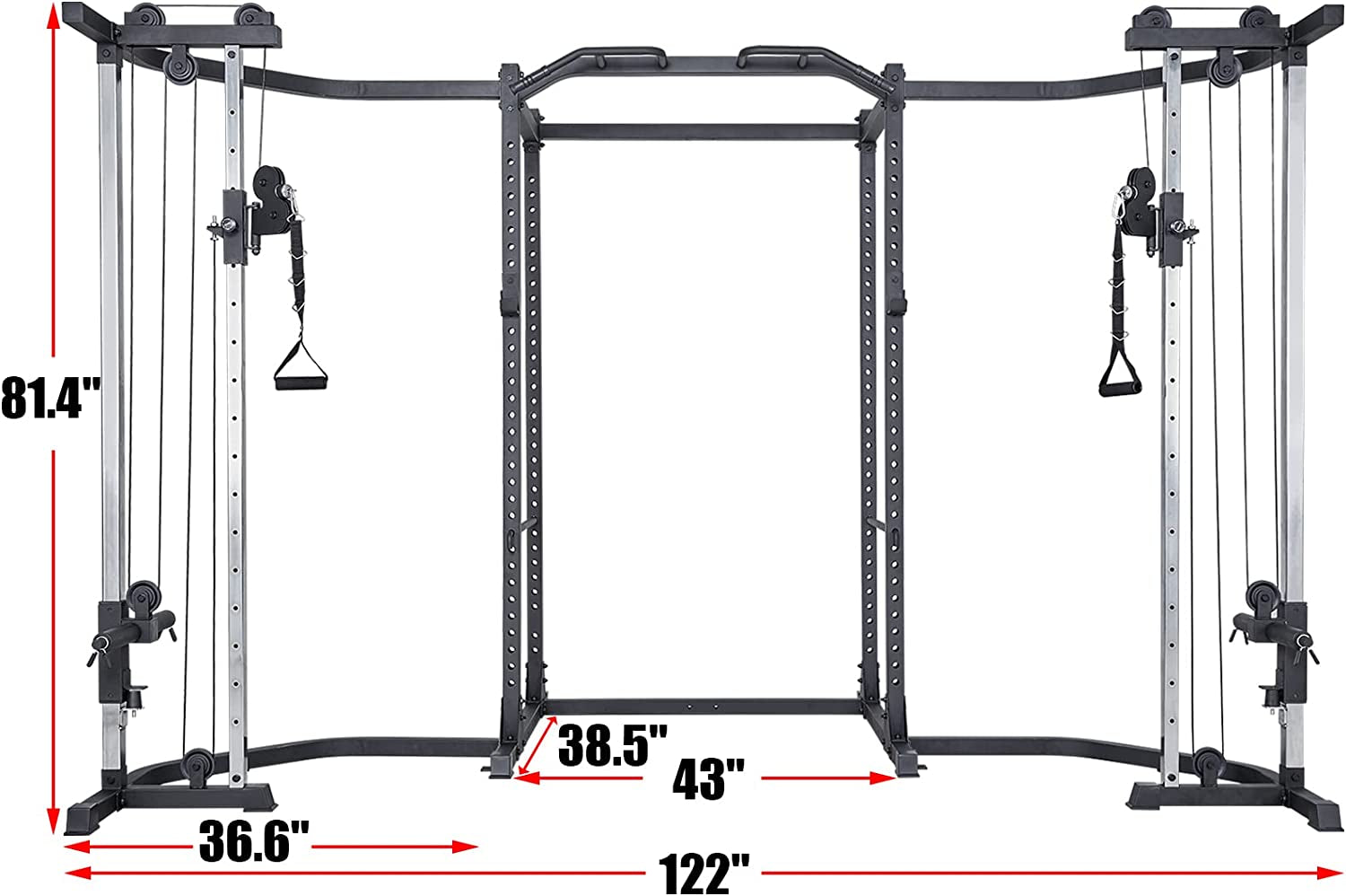 Power Cage, Squat Rack with Cable Crossover Power Rack with LAT Pulldown(Power Cage with Cable Crossover)