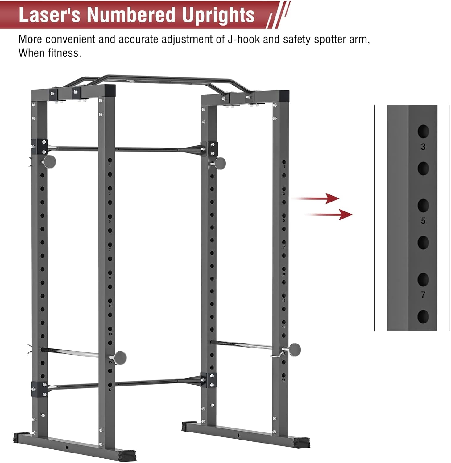 Power Squat Rack, Heavy Duty Multi-Function Power Cage Rack, Home Gym Exercise Bench Press Weightlifting Workout Station, Weight Capacity 1000 Pounds