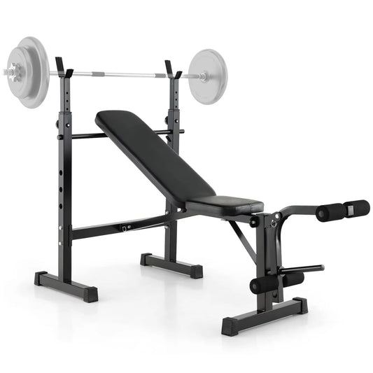 Adjustable Weight Bench Set with Squat Steel Rack, Black, 42.55 Lb