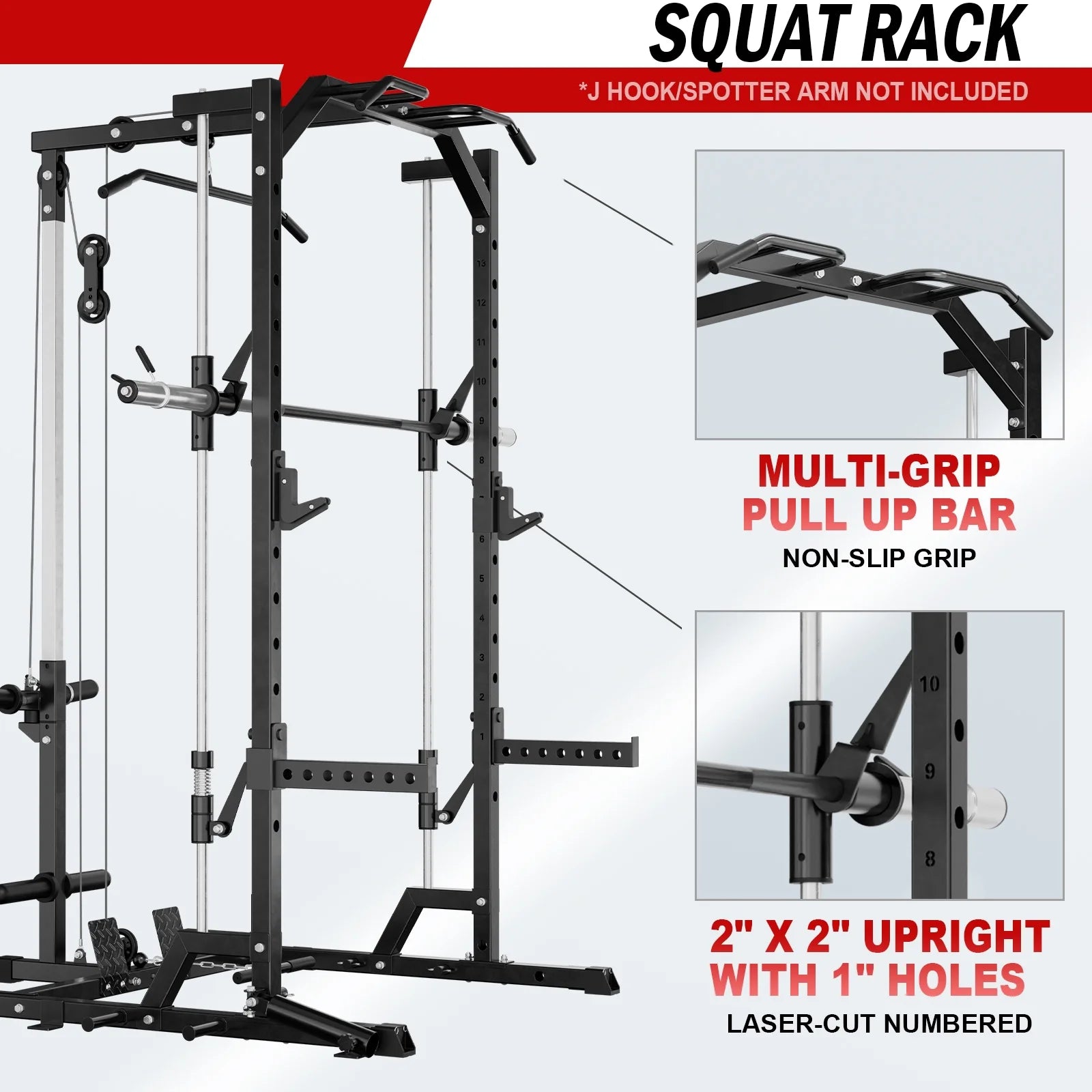 Smith Machine Home Gym, Multi-Functional Squat Rack with Lat Pull down System, Workout Station with Weight Bar, Bend Peg and Other Functional Attachments