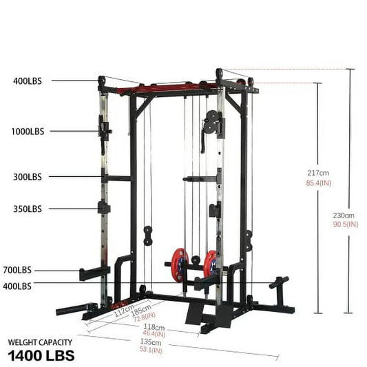 Best Power Cage with LAT Pulldown and Weight Storage Rack Optional Weight Bench, 1400 Lb Capacity Power Rack for Home and Garage Gyms, Multiple Accessory Squat Racks for Full Body Workouts