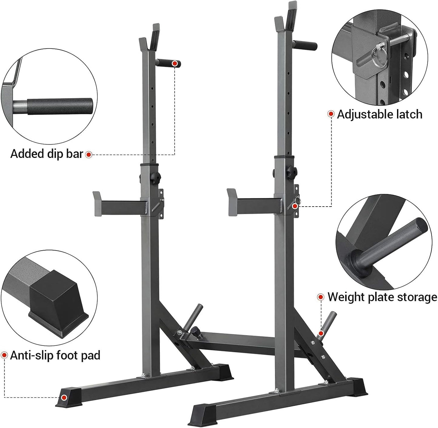 Squat Rack, Muti-Function Barbell Rack, Portable Squat Rack, Weight Rack for Bench Pres, Adjustable Weight Rack Fitness Barbell Bench Home Gym