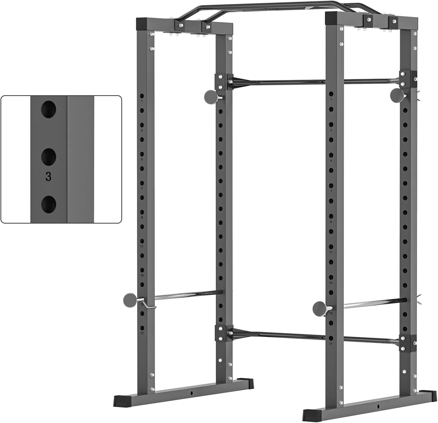 Power Squat Rack, Heavy Duty Multi-Function Power Cage Rack, Home Gym Exercise Bench Press Weightlifting Workout Station, Weight Capacity 1000 Pounds