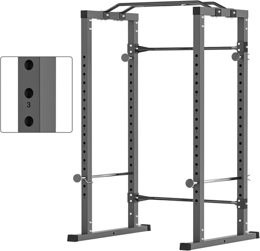 Power Squat Rack, Heavy Duty Multi-Function Power Cage Rack, Home Gym Exercise Bench Press Weightlifting Workout Station, Weight Capacity 1000 Pounds