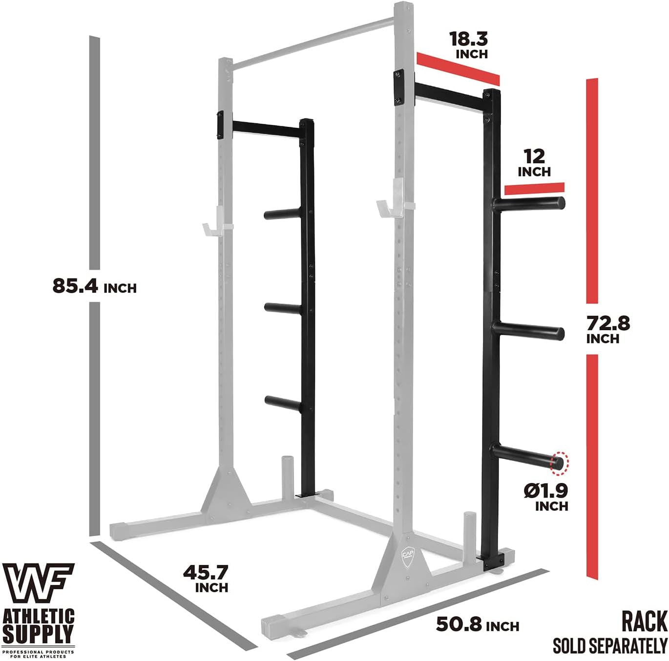 Squat Stand with J-Hooks & Pull up Bar, Bench Press Rack for Full Body Strength Workout; Safety Spotter Arms, Plate Holder & Half Rack Conversion Kit Attachments Available