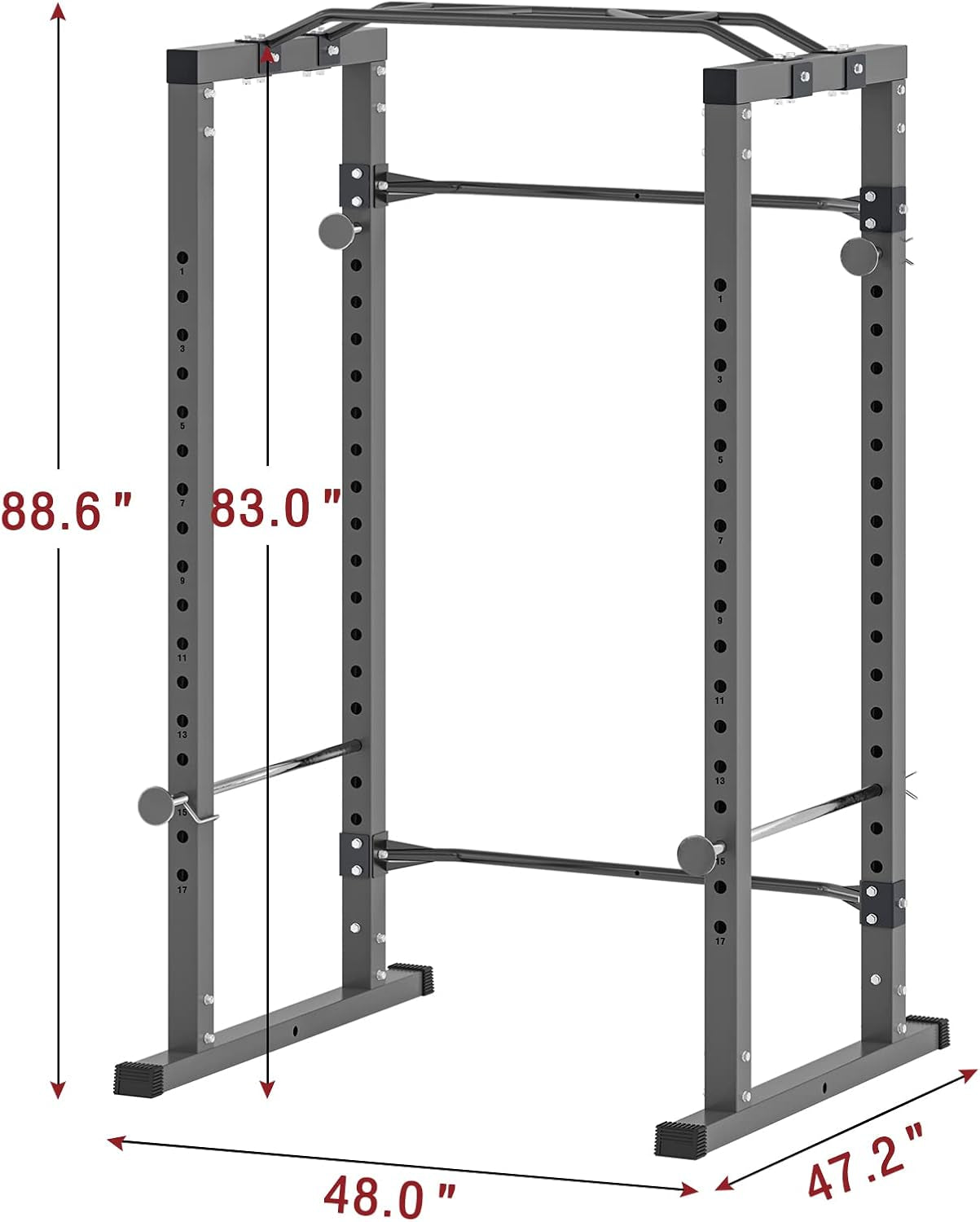 Power Squat Rack, Heavy Duty Multi-Function Power Cage Rack, Home Gym Exercise Bench Press Weightlifting Workout Station, Weight Capacity 1000 Pounds