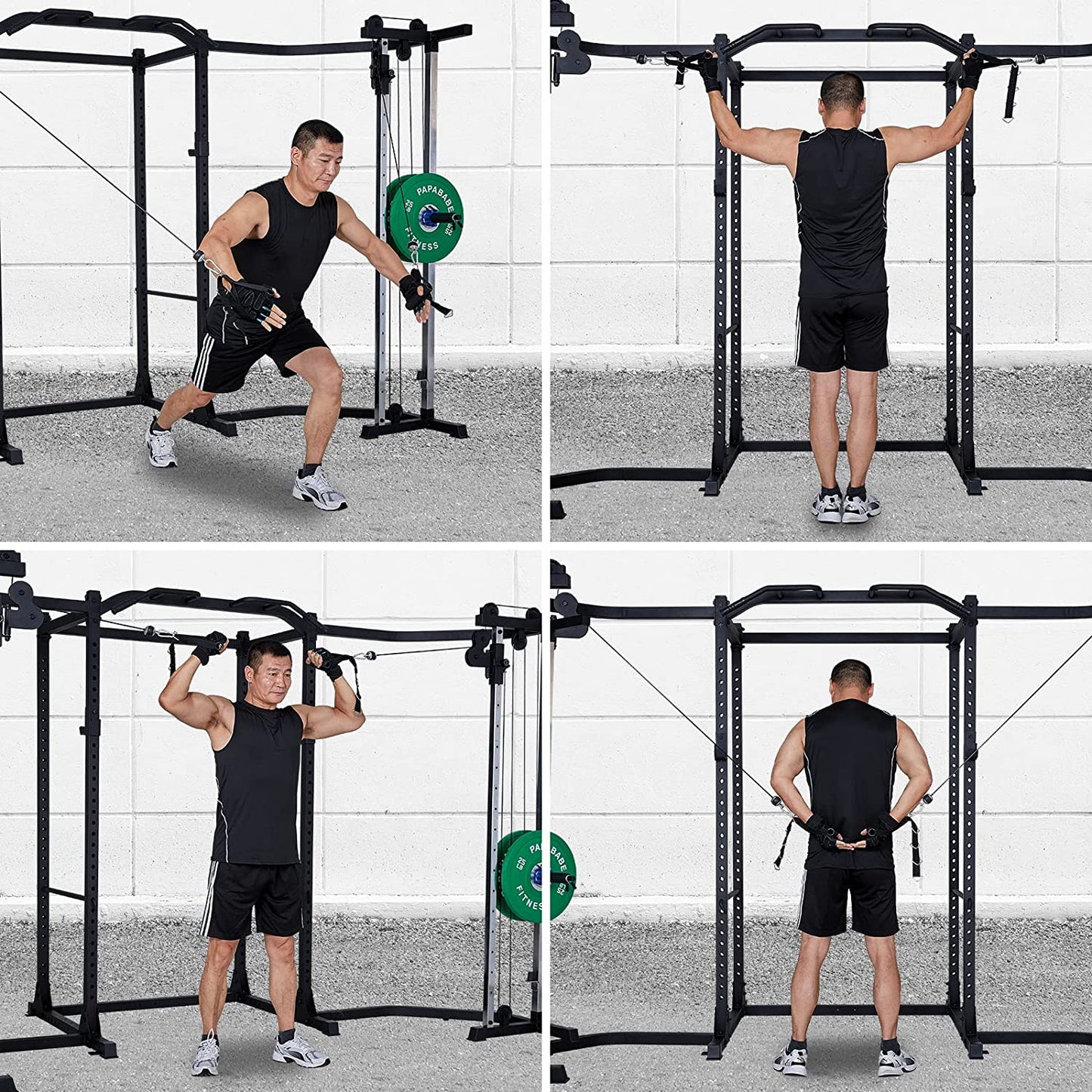 Power Cage, Squat Rack with Cable Crossover Power Rack with LAT Pulldown(Power Cage with Cable Crossover)