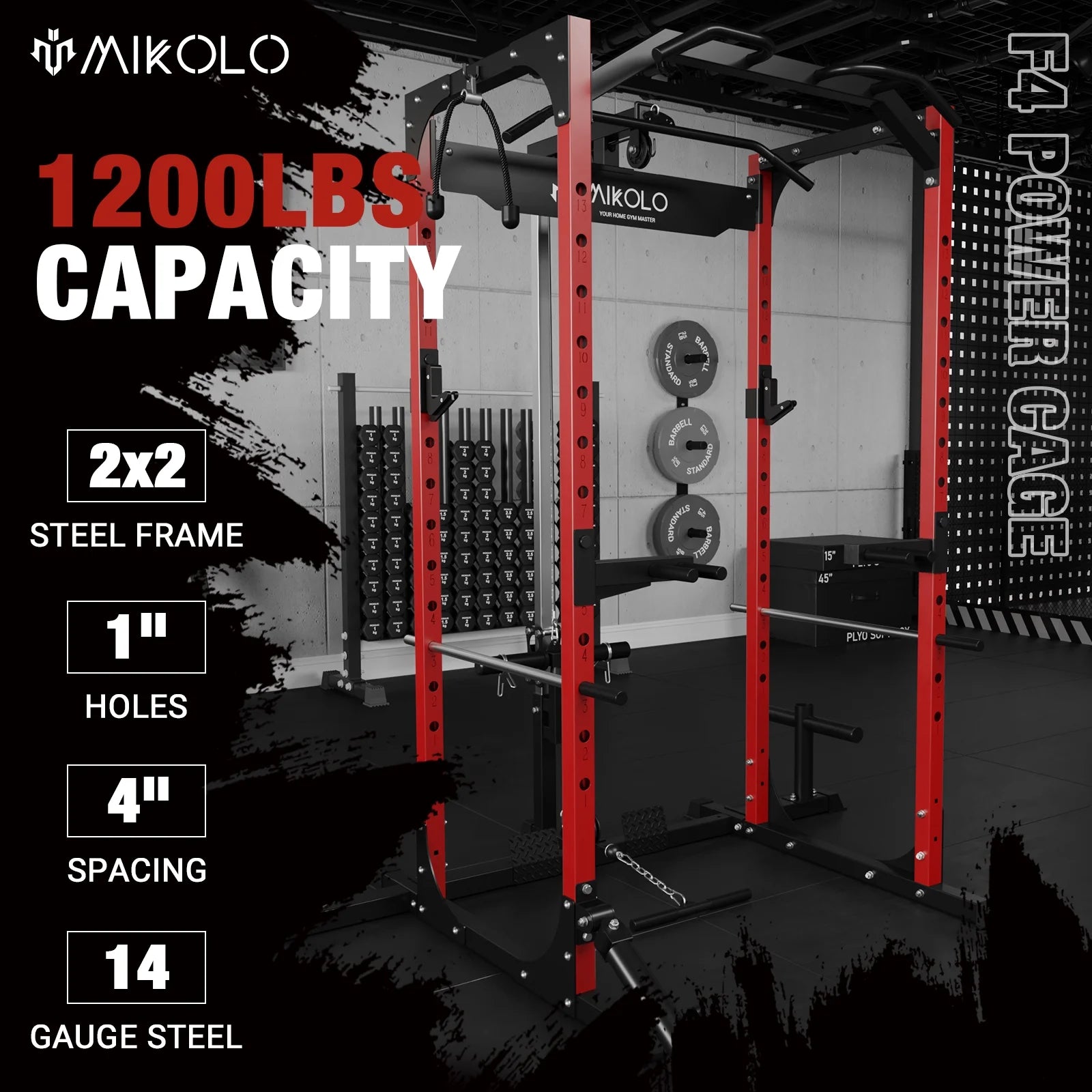 Power Rack Cage with LAT Pulldown System,1200 Lbs Capacity Power Rack with 800 Lbs Capacity Weight Bench and 1500 Lbs Capacity Barbell Combo (Upgraded)