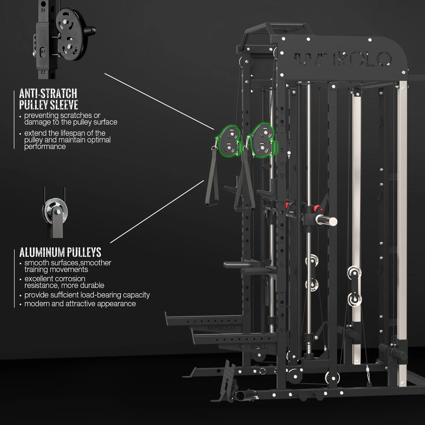 Smith Machine, All-In-One Power Rack Cage with Vertical Leg Press and Smith Bar, with 800 Lbs Capacity Weight Bench and 1500 Lbs Capacity Barbell Combo