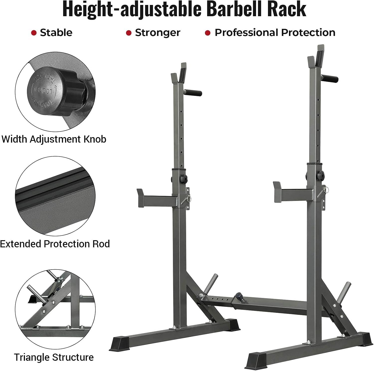 Squat Rack, Muti-Function Barbell Rack, Portable Squat Rack, Weight Rack for Bench Pres, Adjustable Weight Rack Fitness Barbell Bench Home Gym