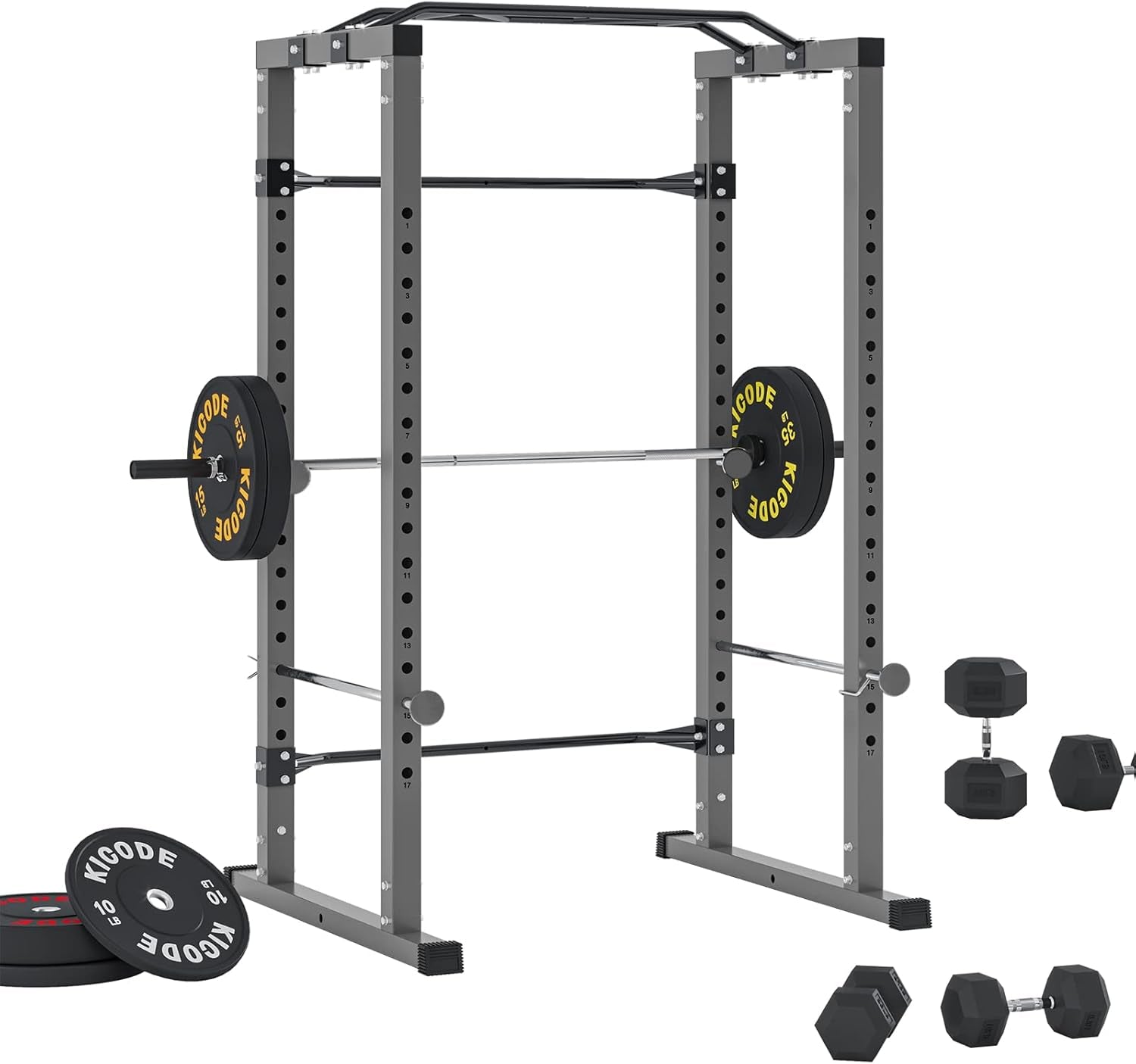 Power Squat Rack, Heavy Duty Multi-Function Power Cage Rack, Home Gym Exercise Bench Press Weightlifting Workout Station, Weight Capacity 1000 Pounds