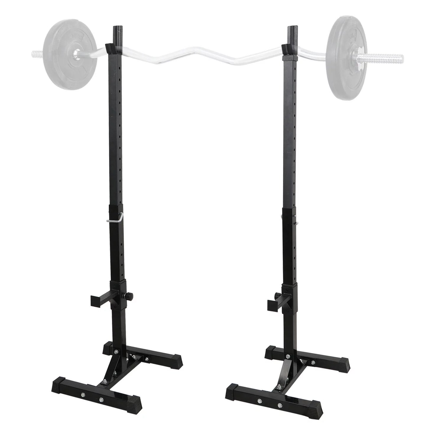 550 Lbs. Pair of Adjustable 40 In. - 66 In. Rack Sturdy Steel Squat Barbell Free Bench Press Stands Gym/Home