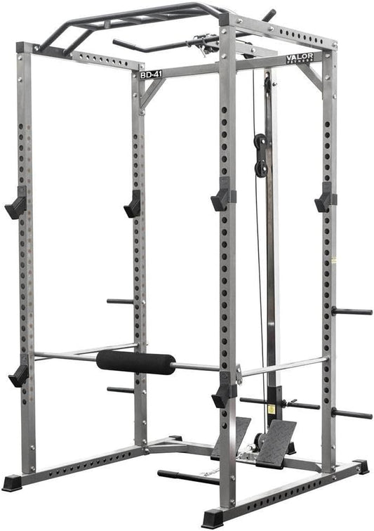 Heavy Duty Power Rack/Squat Cage - with Pull up Bar - Lat Pull or Cable Crossover Bundle Options Multi Functional Strength Training Home Gym Equipment