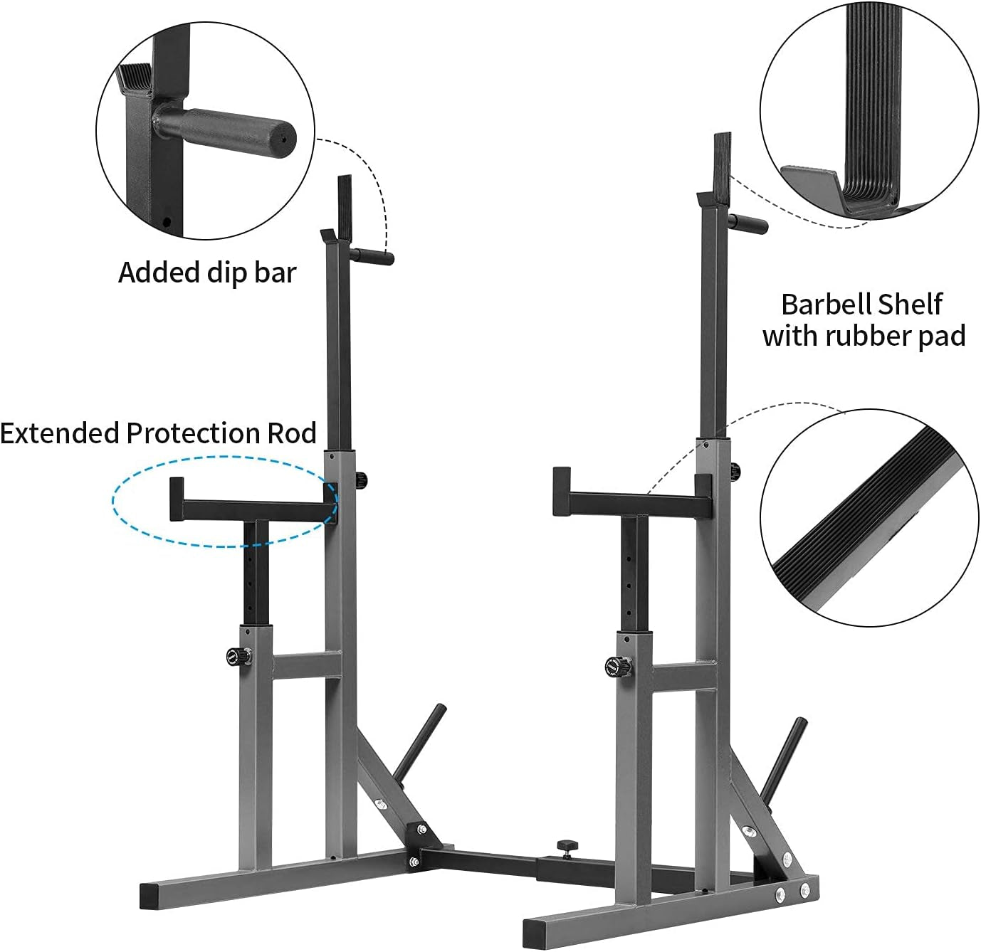 Squat Rack, Muti-Function Barbell Rack, Portable Squat Rack, Weight Rack for Bench Pres, Adjustable Weight Rack Fitness Barbell Bench Home Gym