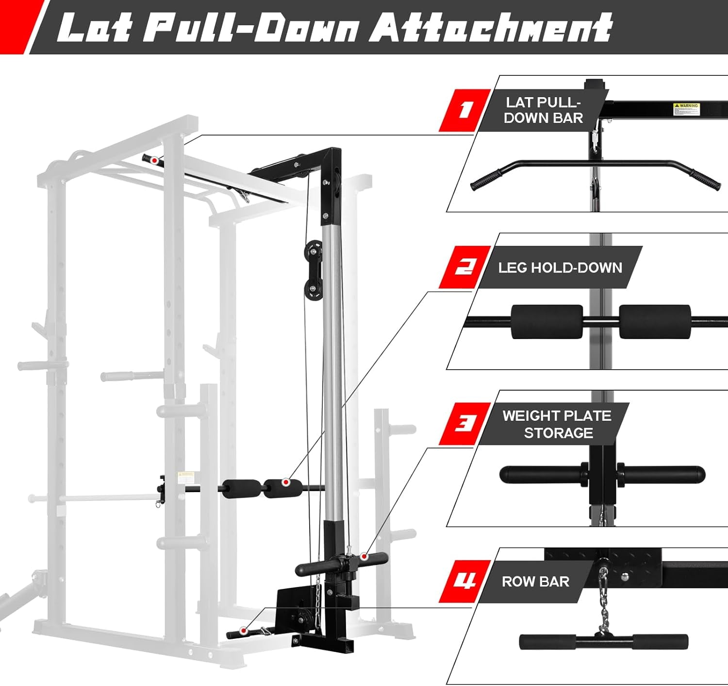 Power Cage with Optional LAT Pulldown/Cable Crossover/Smith Machine System, 1000LB Squat Rack for Home & Garage Gym, with Weight Storage Rack and More Training Attachments, Astm-Certified