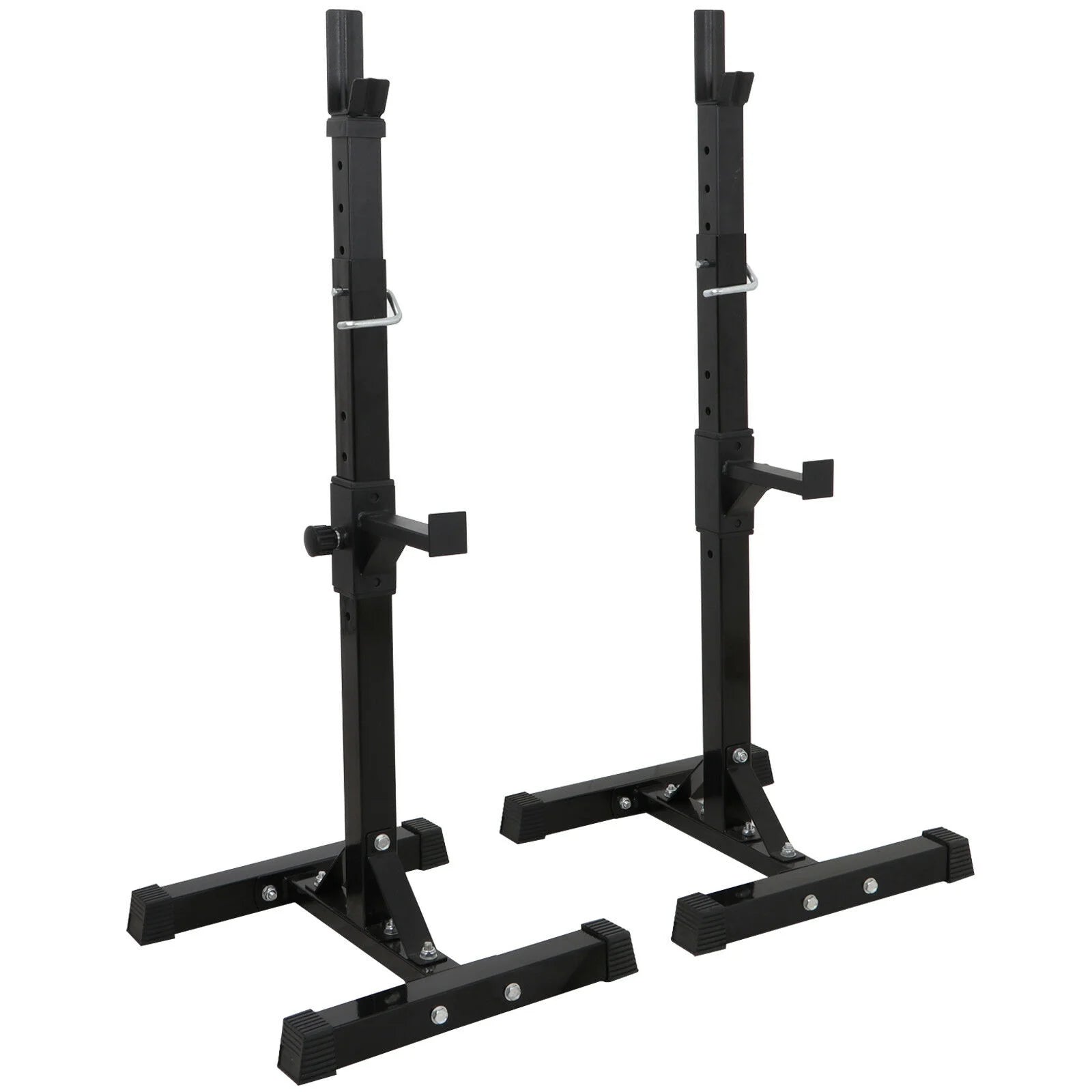 550 Lbs. Pair of Adjustable 40 In. - 66 In. Rack Sturdy Steel Squat Barbell Free Bench Press Stands Gym/Home